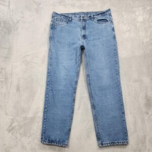 Cold Storage Jeans Mens 38x30* Blue Flannel Lined Relaxed Straight Leg Winter